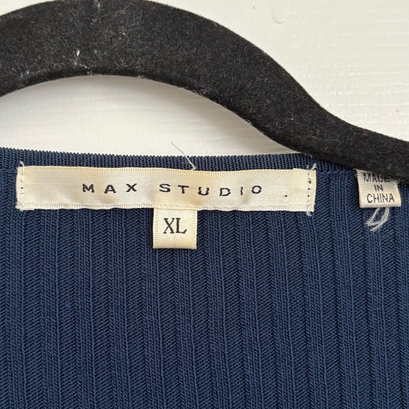 Max Studio Deep Blue Open Front Cardigan - Picture 2 of 4